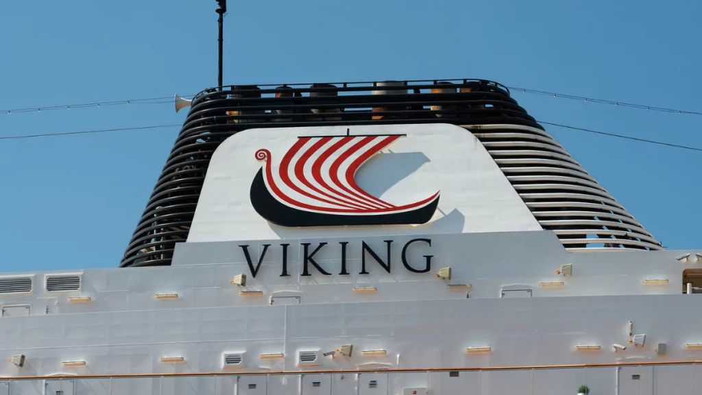 Viking ship with logo