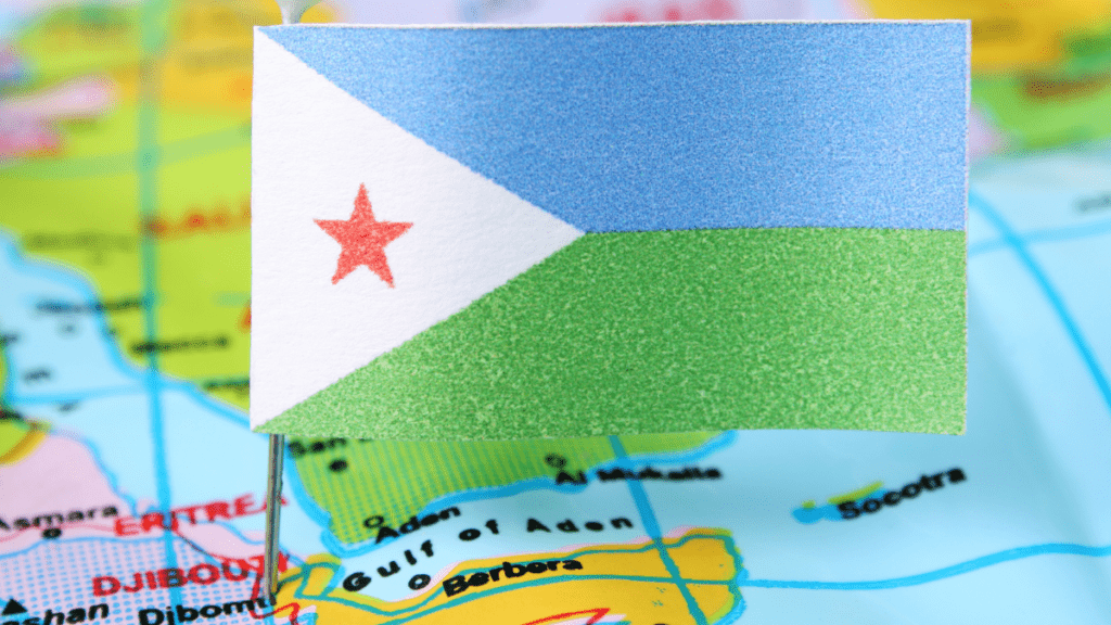 Djibouti flag on map