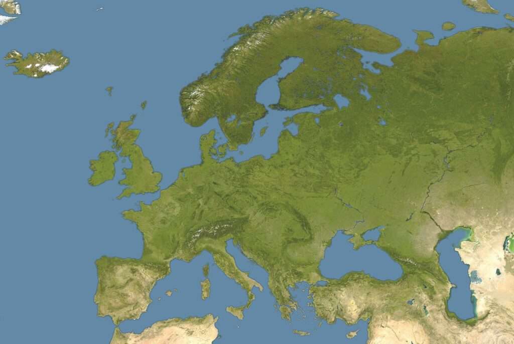 europe map, satellite image, EU carbon permits explained