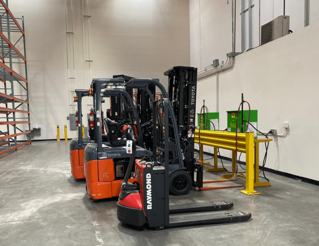 electric forklifts beingcharged