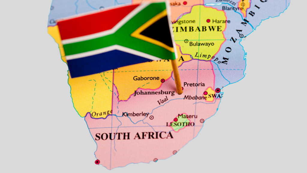 south africa on a map