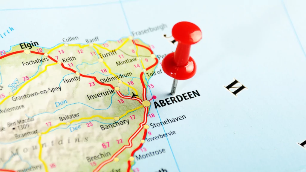 aberdeen scotland on a map