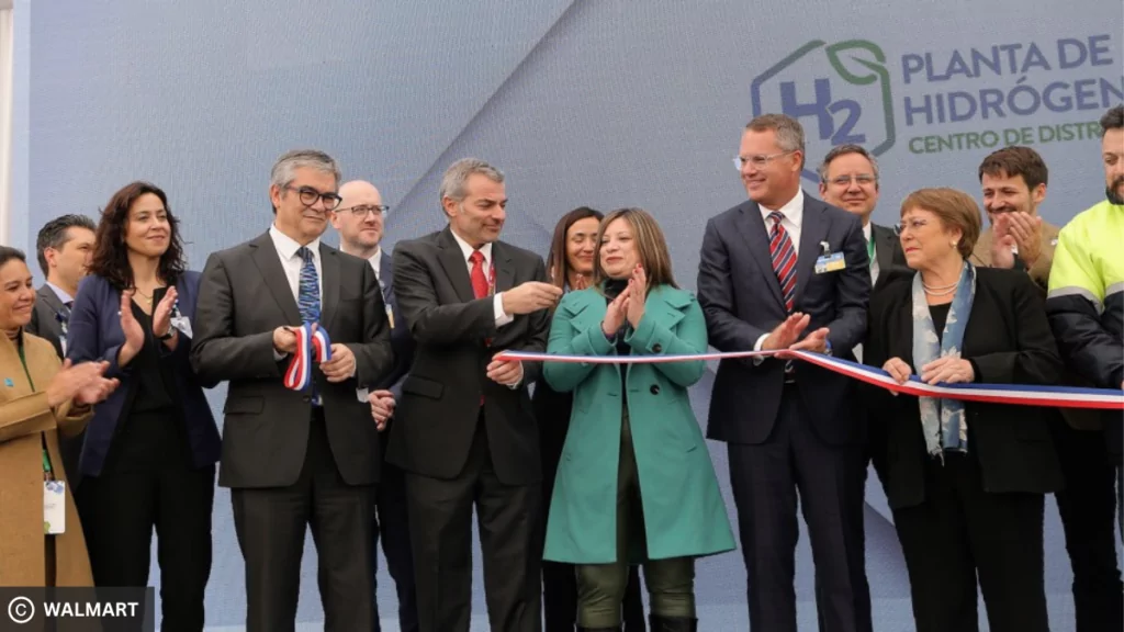 Picture taken at the grand opening of the green hydrogen plant at Walmart’s Quilicura Distribution Center in Santiago, Chile.