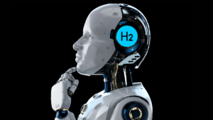 AI robot thinking about hydrogen